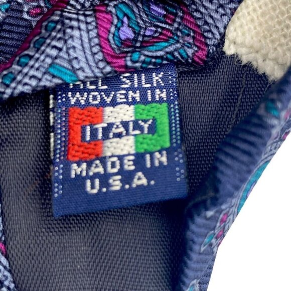 BRIAR American Editions Mens Necktie Luxury Silk Tie Blue Purple Paisley Vintage - Picture 6 of 8